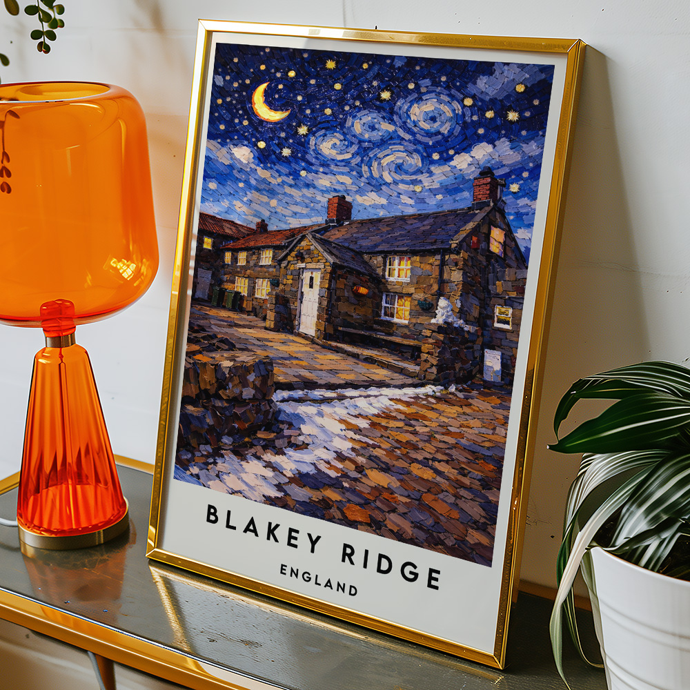 Alternative view of BLAKEY RIDGE LION INN PUB AT NIGHT VAN GOGH STYLE TRAVEL POSTER NORTH EAST