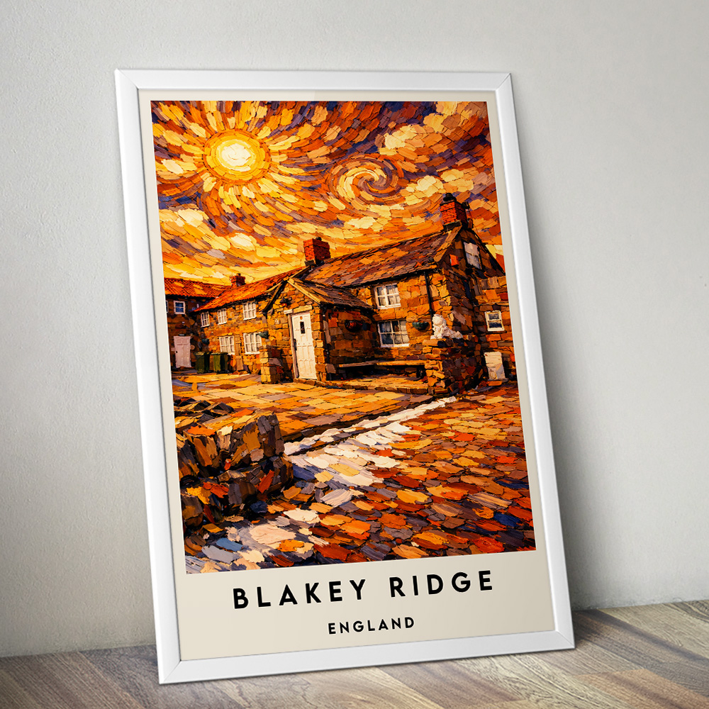 BLAKEY RIDGE LION INN PUB AT SUNSET VAN GOGH STYLE TRAVEL POSTER NORTH EAST