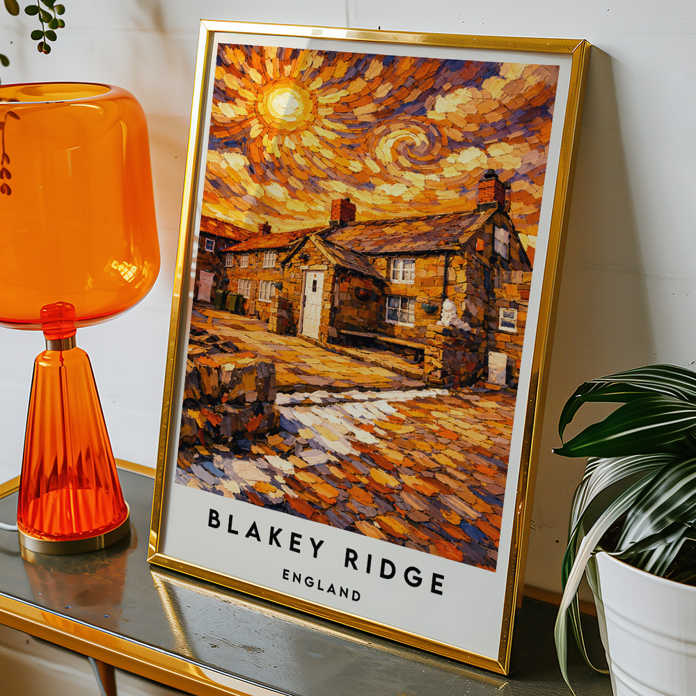 Alternative view of BLAKEY RIDGE LION INN PUB AT SUNSET VAN GOGH STYLE TRAVEL POSTER NORTH EAST