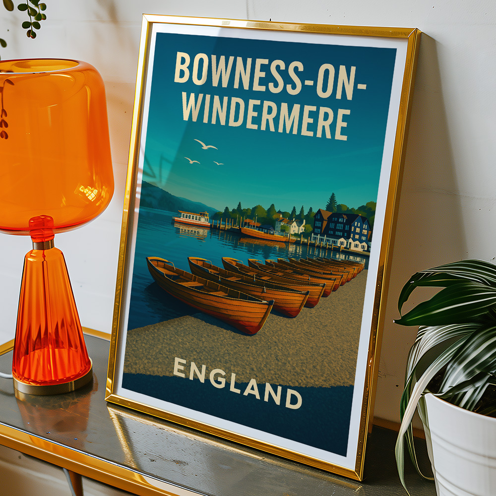 Alternative view of BOWNESS-ON-WINDERMERE LAKE DISTRICT MINIMALIST TRAVEL POSTER NORTH WEST