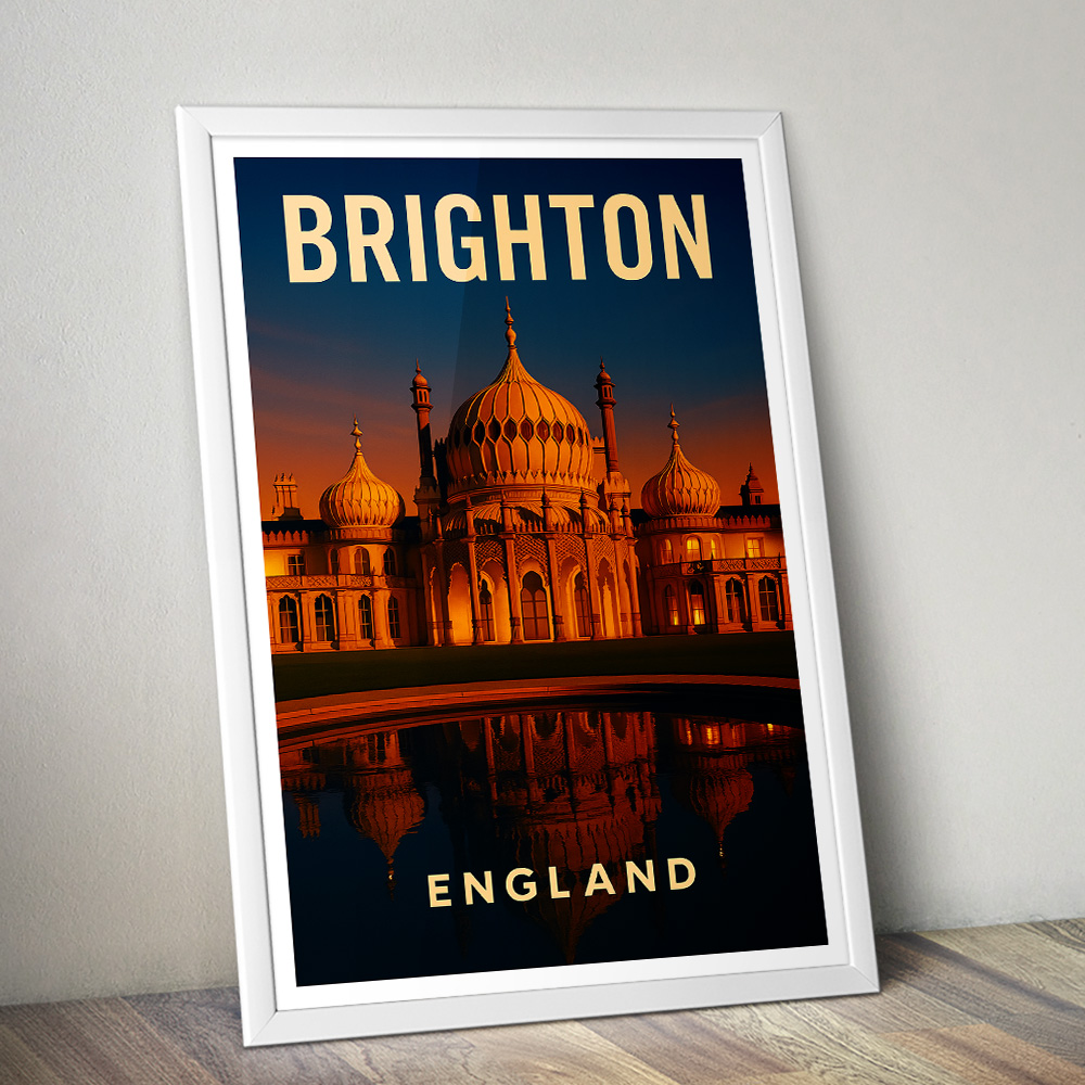 BRIGHTON PAVILION AT SUNSET MINIMALIST TRAVEL POSTER