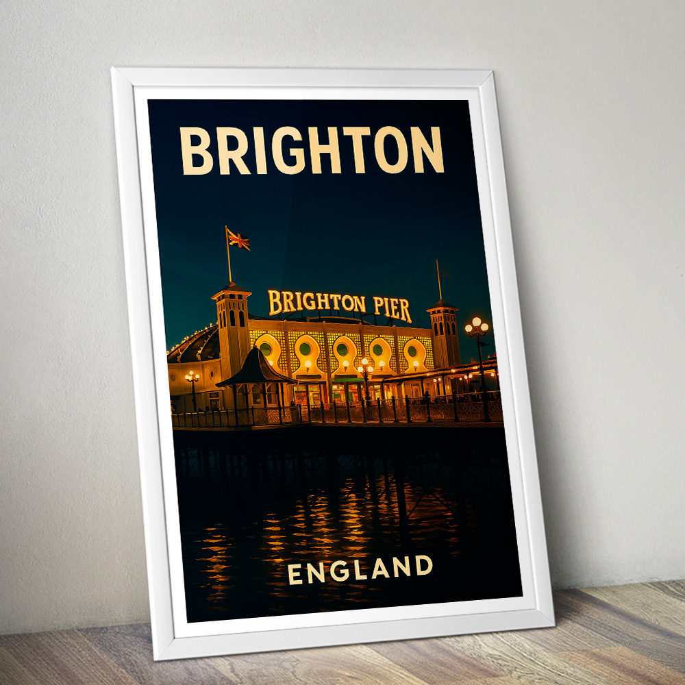 BRIGHTON PIER AT NIGHT MINIMALIST TRAVEL POSTER