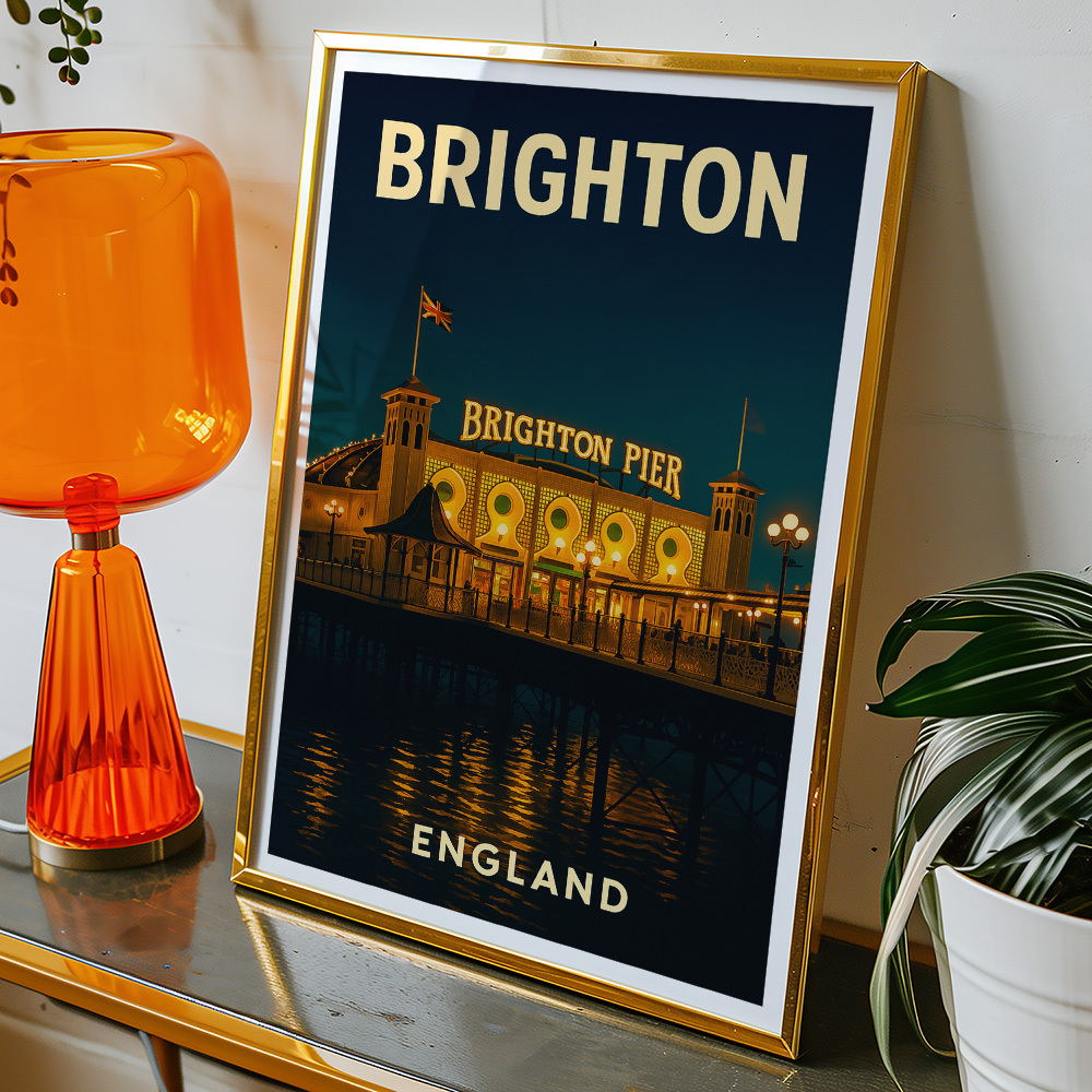 Alternative view of BRIGHTON PIER AT NIGHT MINIMALIST TRAVEL POSTER
