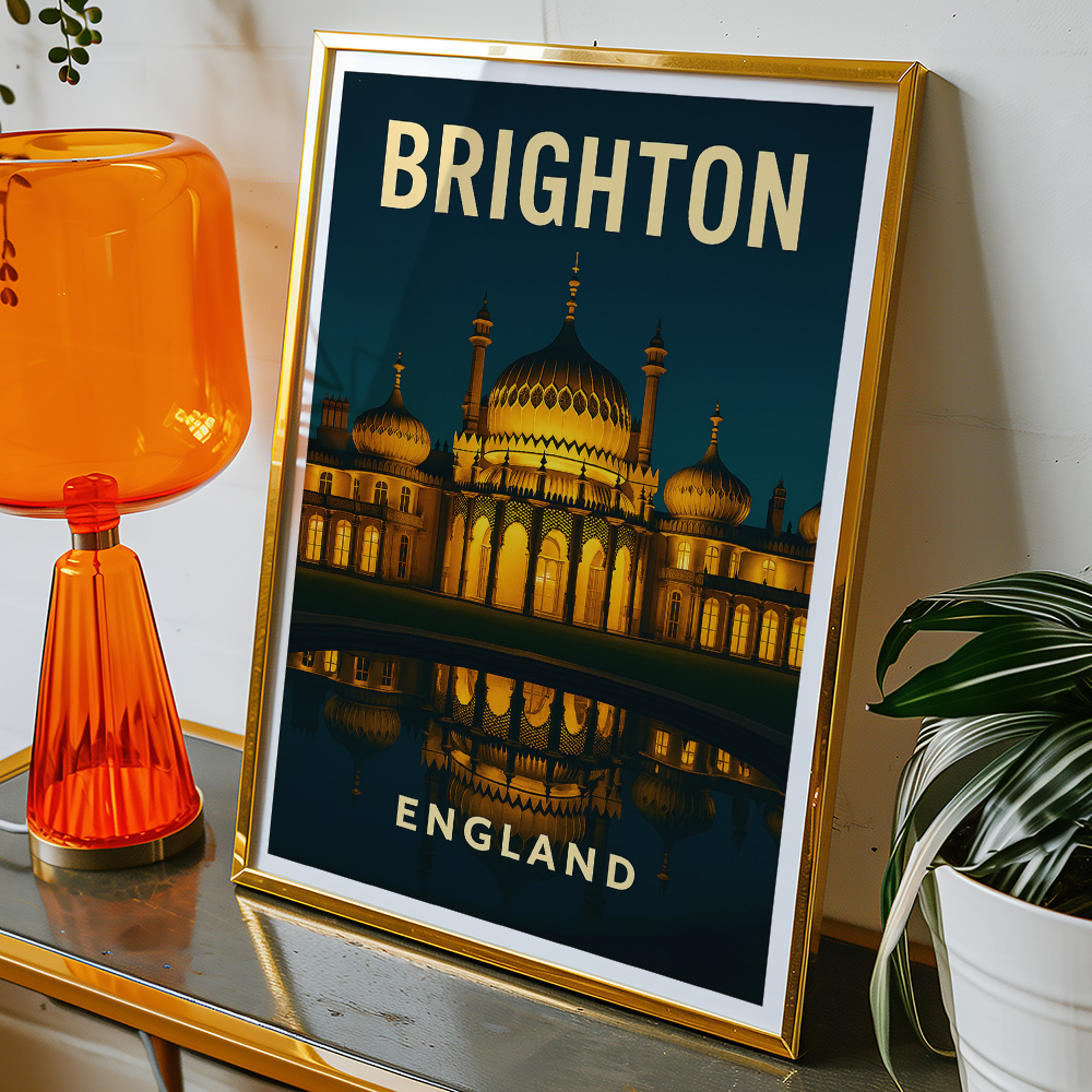 Alternative view of BRIGHTON ROYAL PAVILION AT NIGHT MINIMALIST TRAVEL POSTER
