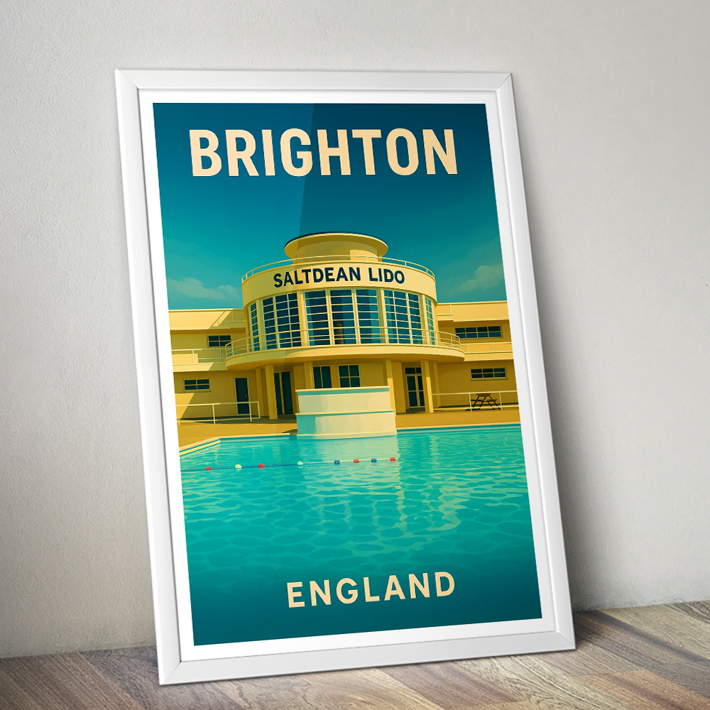 BRIGHTON SALTDEAN LIDO MINIMALIST TRAVEL POSTER