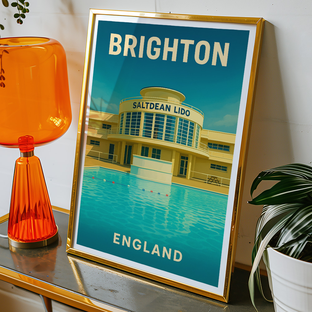 Alternative view of BRIGHTON SALTDEAN LIDO MINIMALIST TRAVEL POSTER