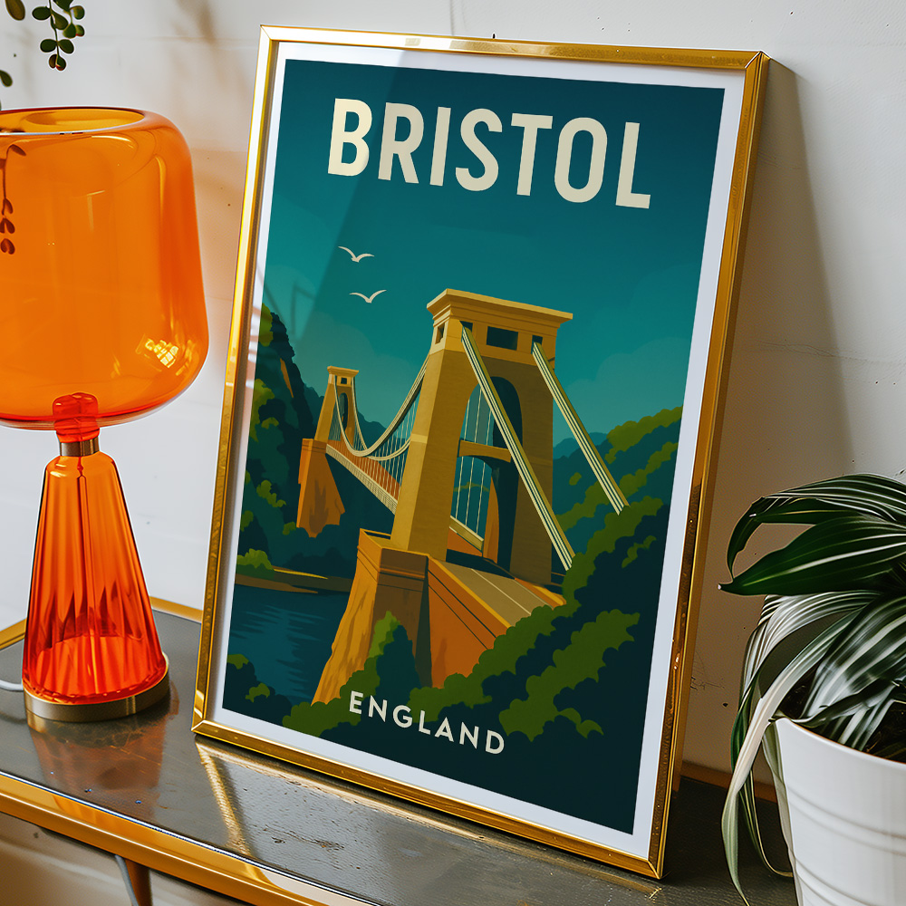 Alternative view of BRISTOL CLIFTON SUSPENSION BRIDGE MINIMALIST TRAVEL POSTER