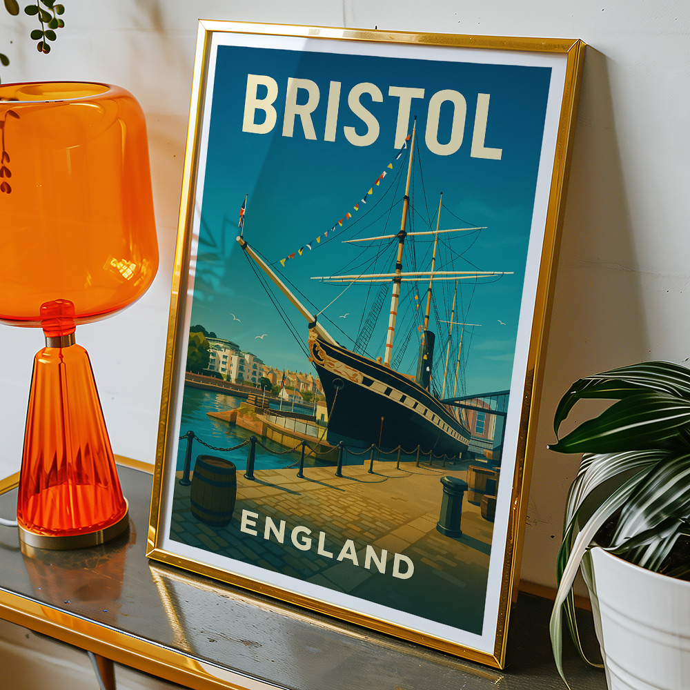 Alternative view of BRISTOL HARBOUR SS GREAT BRITAIN MINIMALIST TRAVEL POSTER