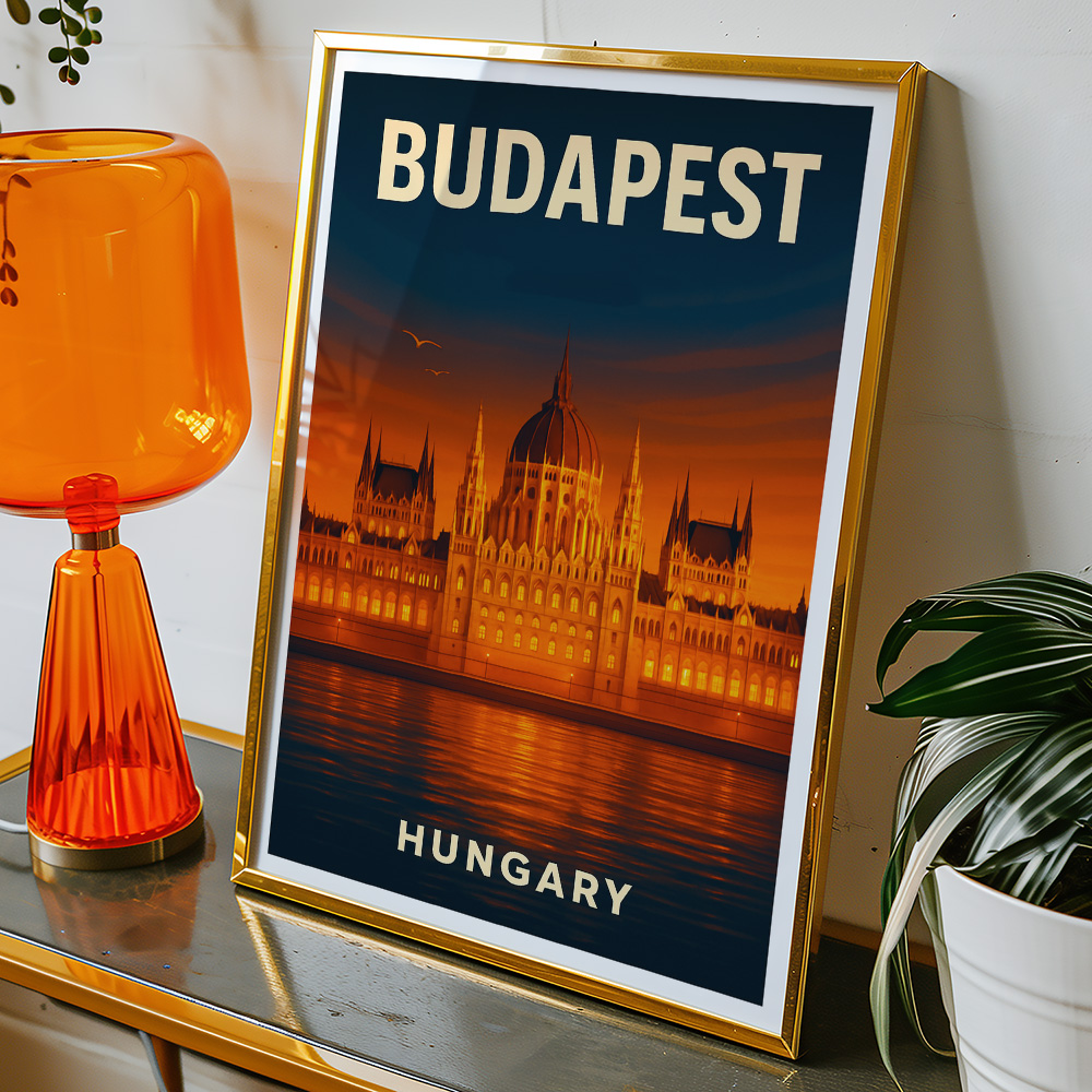 Alternative view of BUDAPEST AT SUNSET MINIMALIST TRAVEL POSTER
