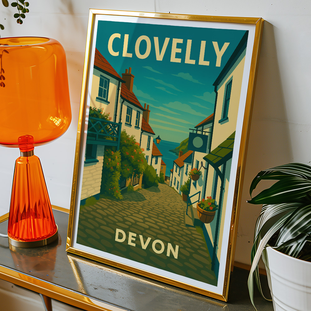 Alternative view of CLOVELLY VILLAGE BY THE SEA MINIMALIST TRAVEL POSTER