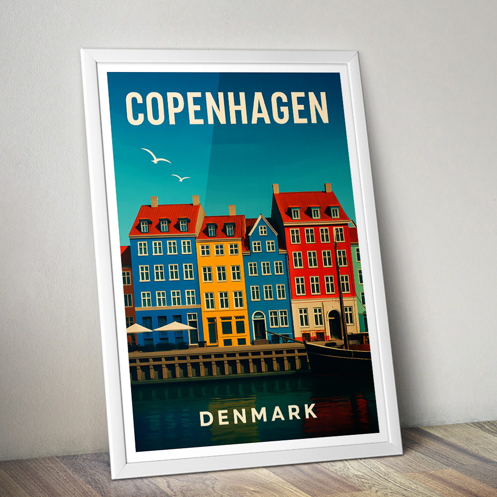 COPENHAGEN NYHAVN WATERFRONT MINIMALIST TRAVEL POSTER