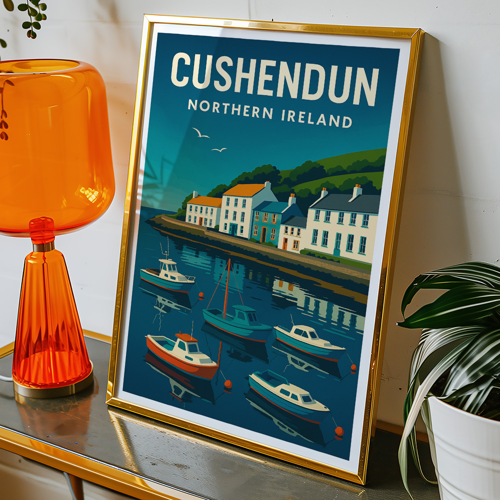 Alternative view of CUSHENDUN COASTAL VIEWPOINT MINIMALIST TRAVEL POSTER IRELAND