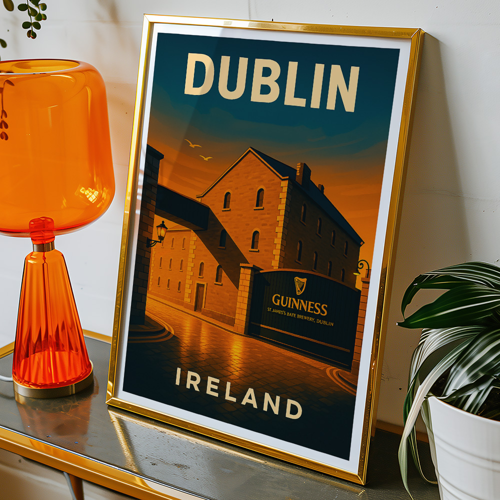 Alternative view of DUBLIN GUINNESS BREWERY AT SUNSET MINIMALIST TRAVEL POSTER IRELAND