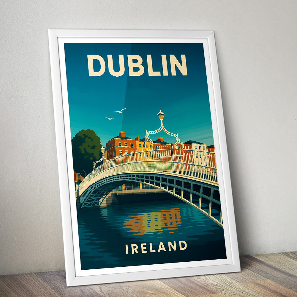 DUBLIN HA'PENNY BRIDGE MINIMALIST TRAVEL POSTER IRELAND
