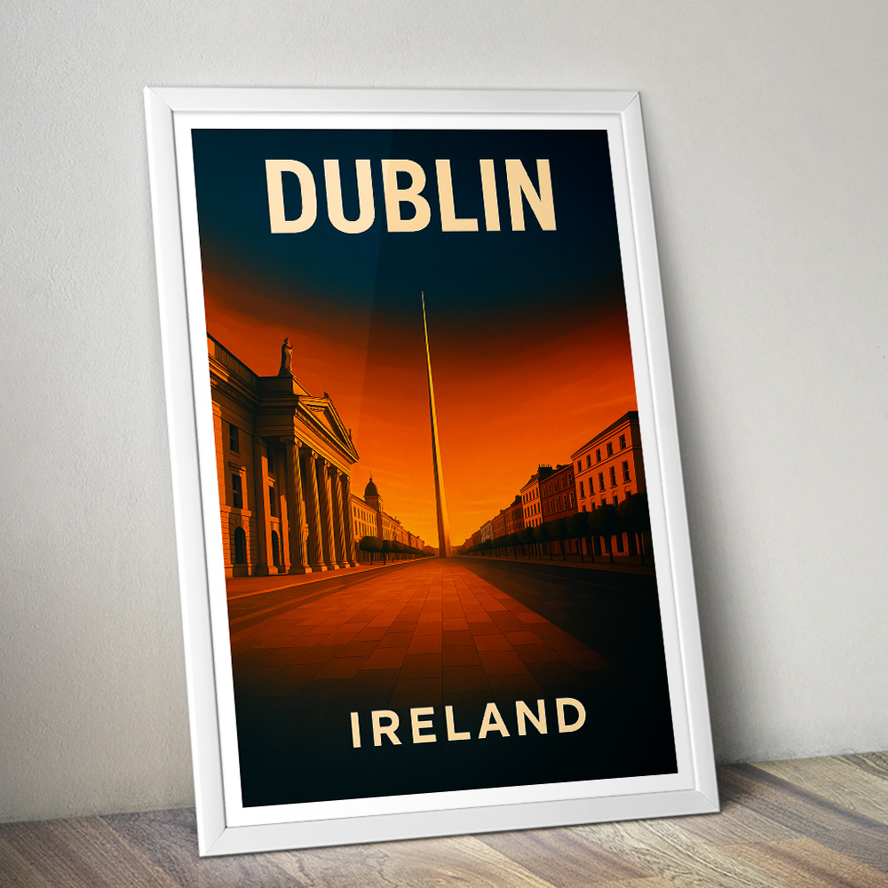 DUBLIN SPIRE AT SUNSET MINIMALIST TRAVEL POSTER IRELAND