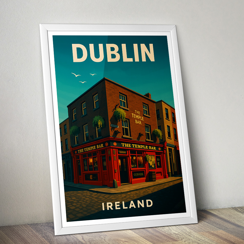 DUBLIN THE TEMPLE BAR MINIMALIST TRAVEL POSTER IRELAND