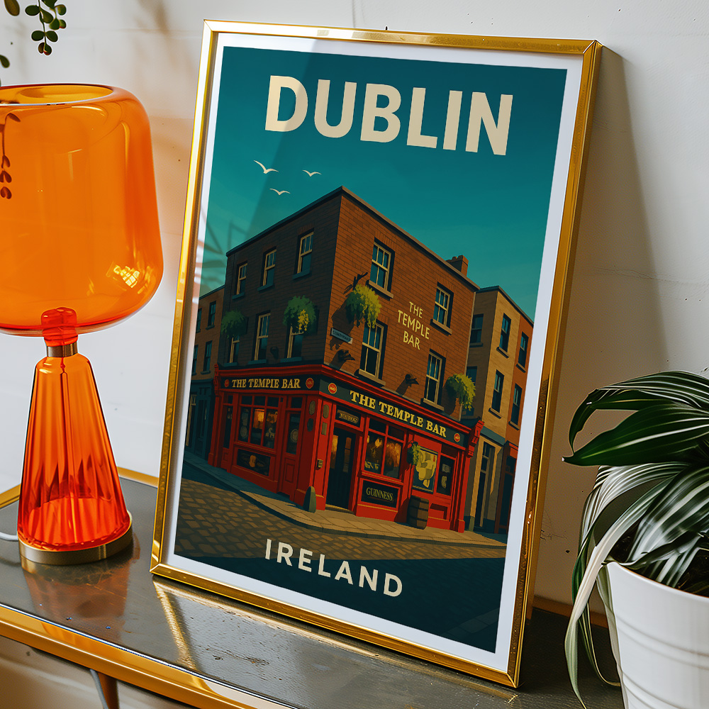 Alternative view of DUBLIN THE TEMPLE BAR MINIMALIST TRAVEL POSTER IRELAND