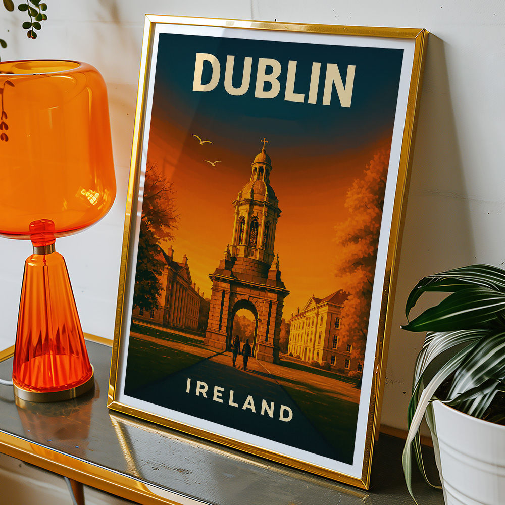 Alternative view of DUBLIN TRINITY COLLEGE AT SUNSET MINIMALIST TRAVEL POSTER IRELAND