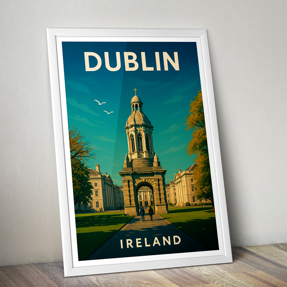 DUBLIN TRINITY COLLEGEN MINIMALIST TRAVEL POSTER IRELAND