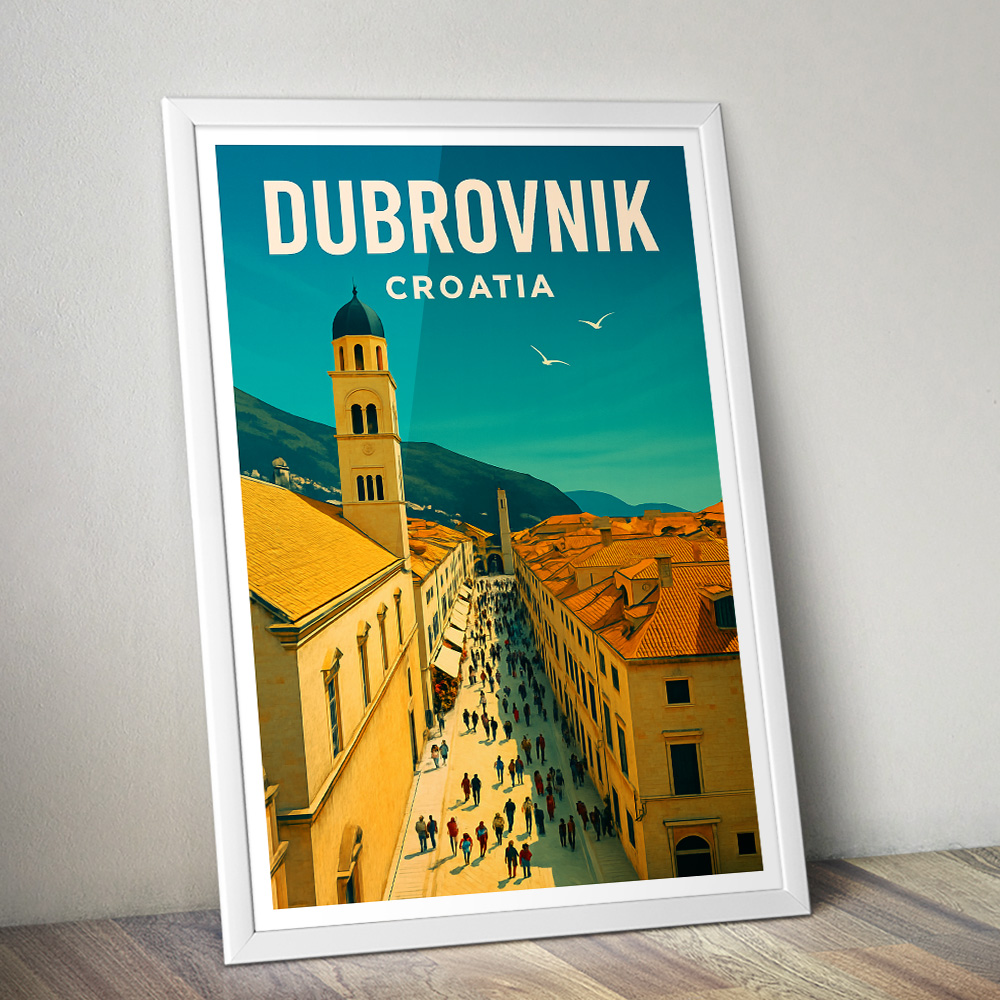 DUBROVNIK STRADUN CROATIA MINIMALIST TRAVEL POSTER