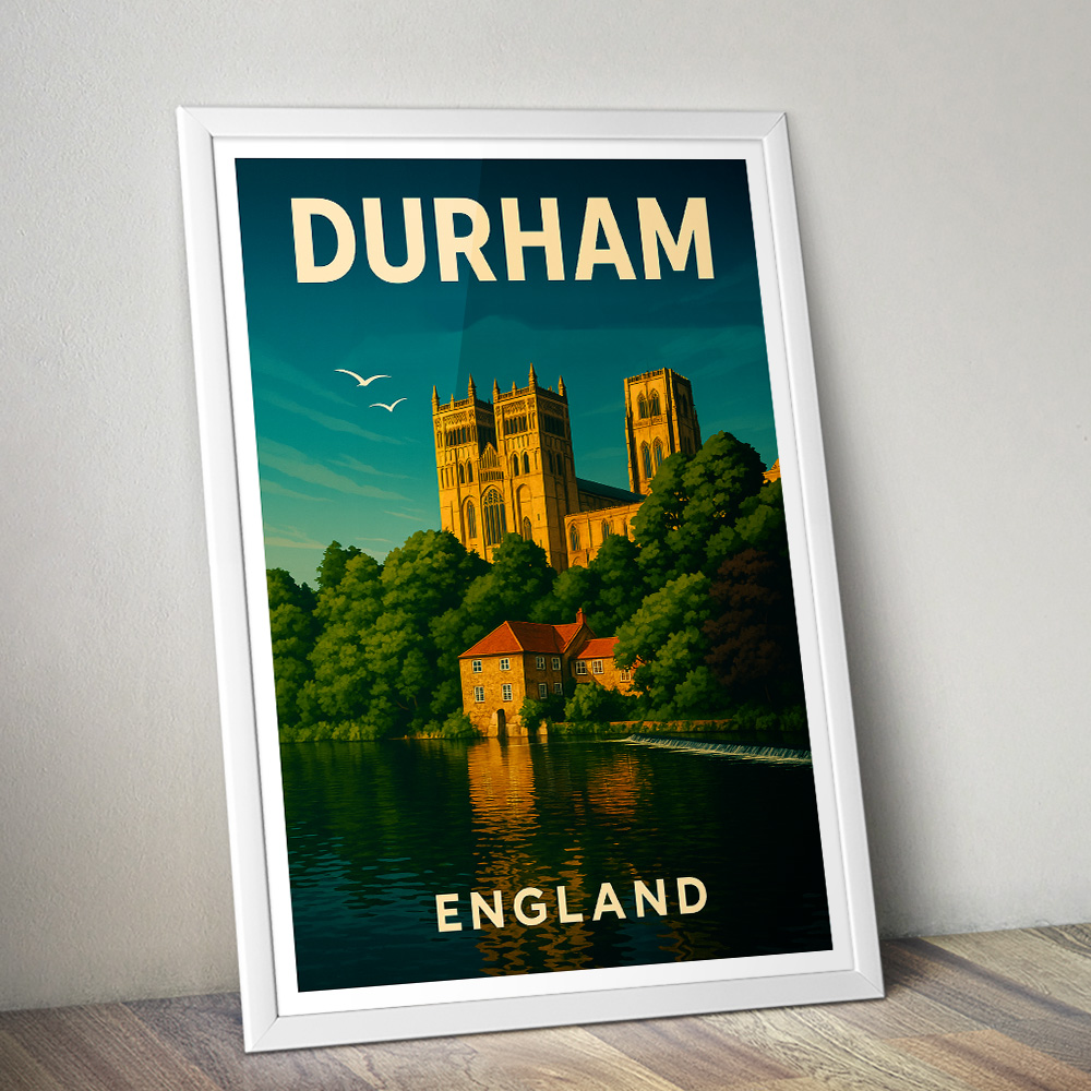 DURHAM CATHDERAL AND RIVER MINIMALIST TRAVEL POSTER NORTH EAST