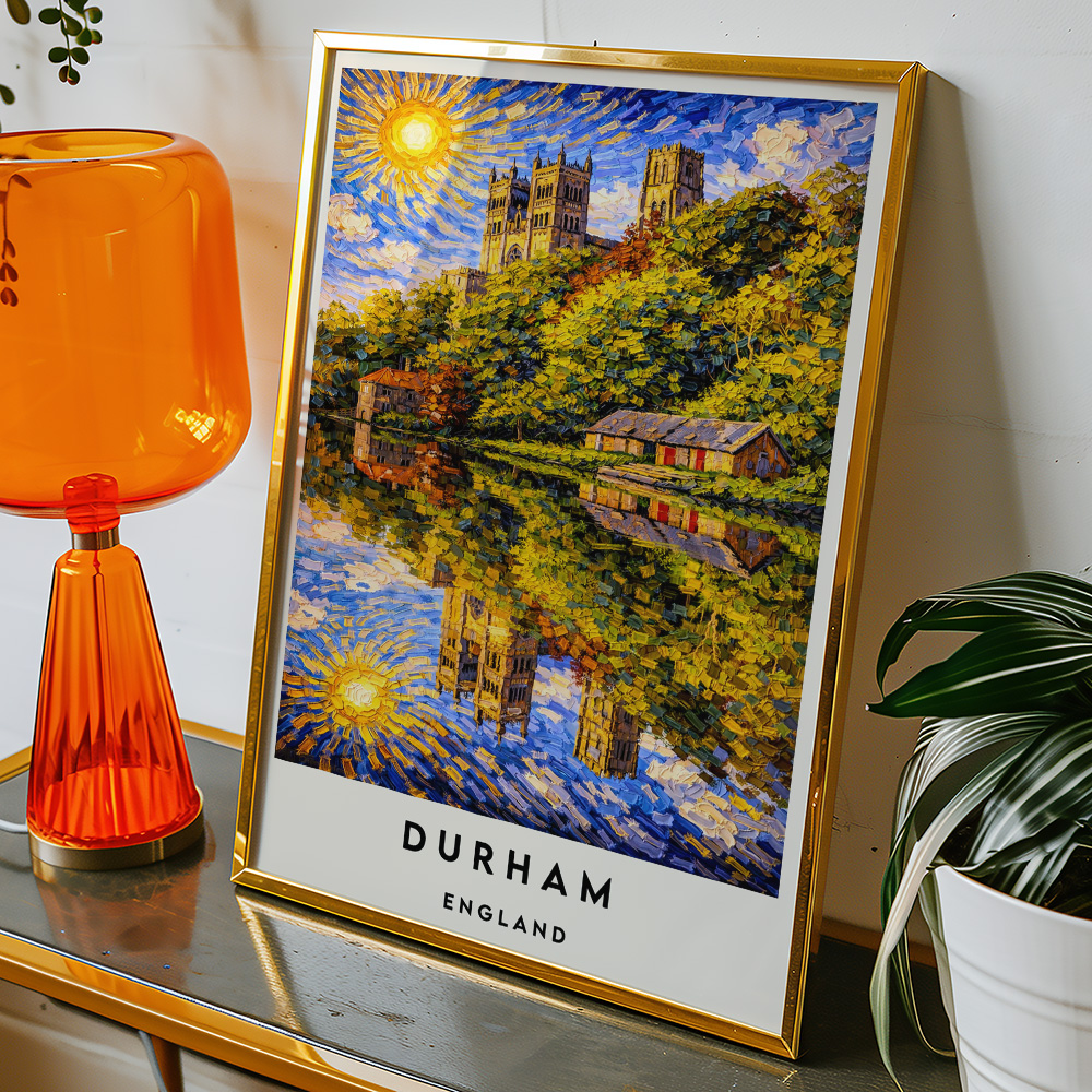 Alternative view of DURHAM CATHEDRAL VAN GOGH STYLE TRAVEL POSTER NORTH EAST