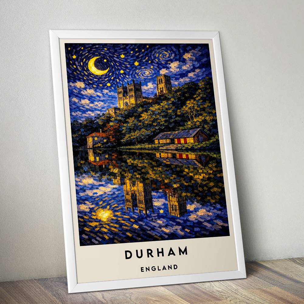 DURHAM CATHEDRAL AT NIGHT 2 VAN GOGH STYLE TRAVEL POSTER NORTH EAST