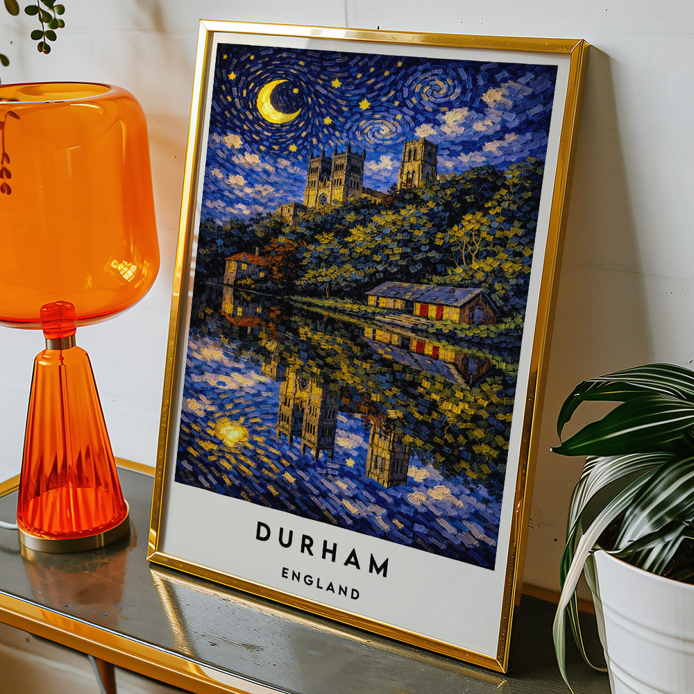 Alternative view of DURHAM CATHEDRAL AT NIGHT 2 VAN GOGH STYLE TRAVEL POSTER NORTH EAST