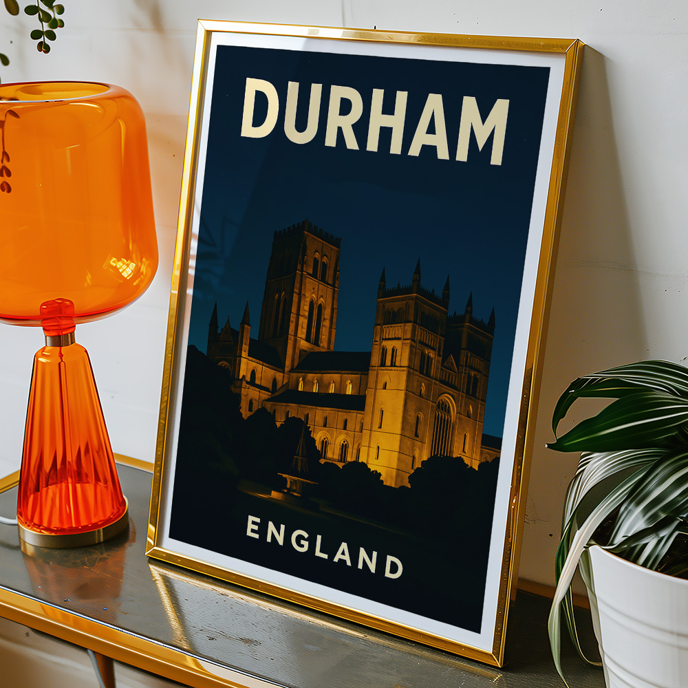 Alternative view of DURHAM CATHEDRAL AT NIGHT MINIMALIST TRAVEL POSTER NORTH EAST