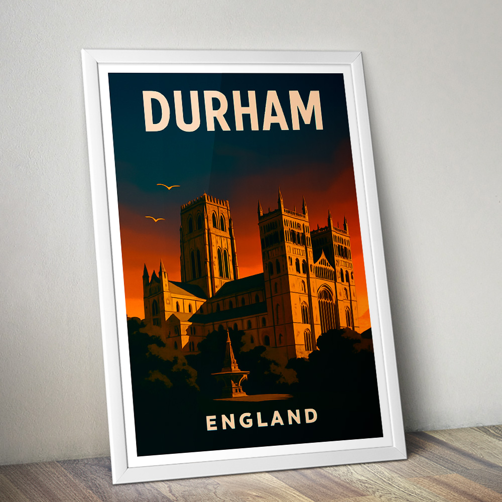 DURHAM CATHEDRAL AT SUNSET MINIMALIST TRAVEL POSTER NORTH EAST