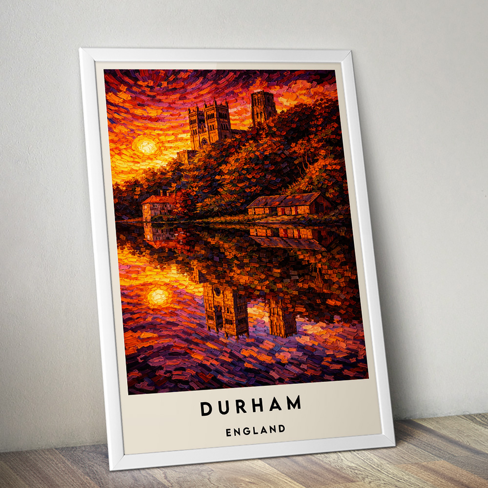 DURHAM CATHEDRAL AT SUNSET VAN GOGH STYLE TRAVEL POSTER NORTH EAST