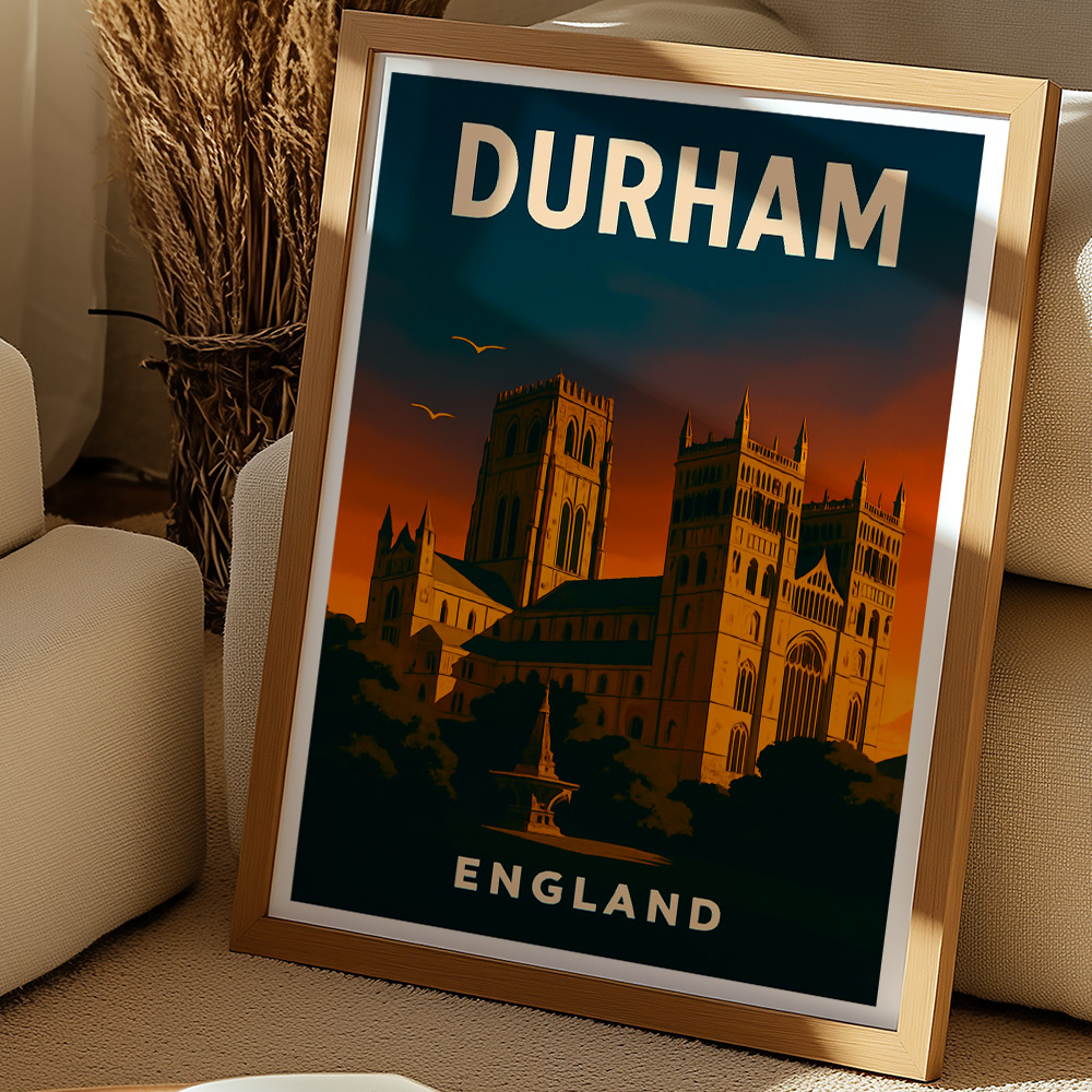 Alternative view of DURHAM CATHEDRAL AT SUNSET MINIMALIST TRAVEL POSTER NORTH EAST