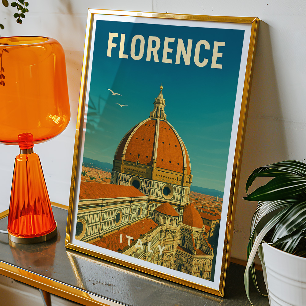Alternative view of FLORENCE SKYLINE AND DUOMO MINIMALIST TRAVEL POSTER