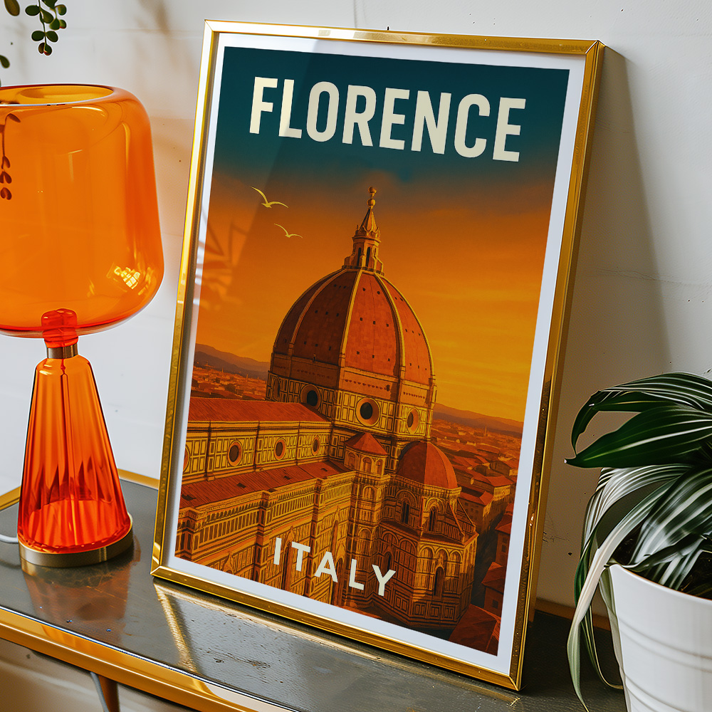 Alternative view of FLORENCE AT SUNSET MINIMALIST TRAVEL POSTER
