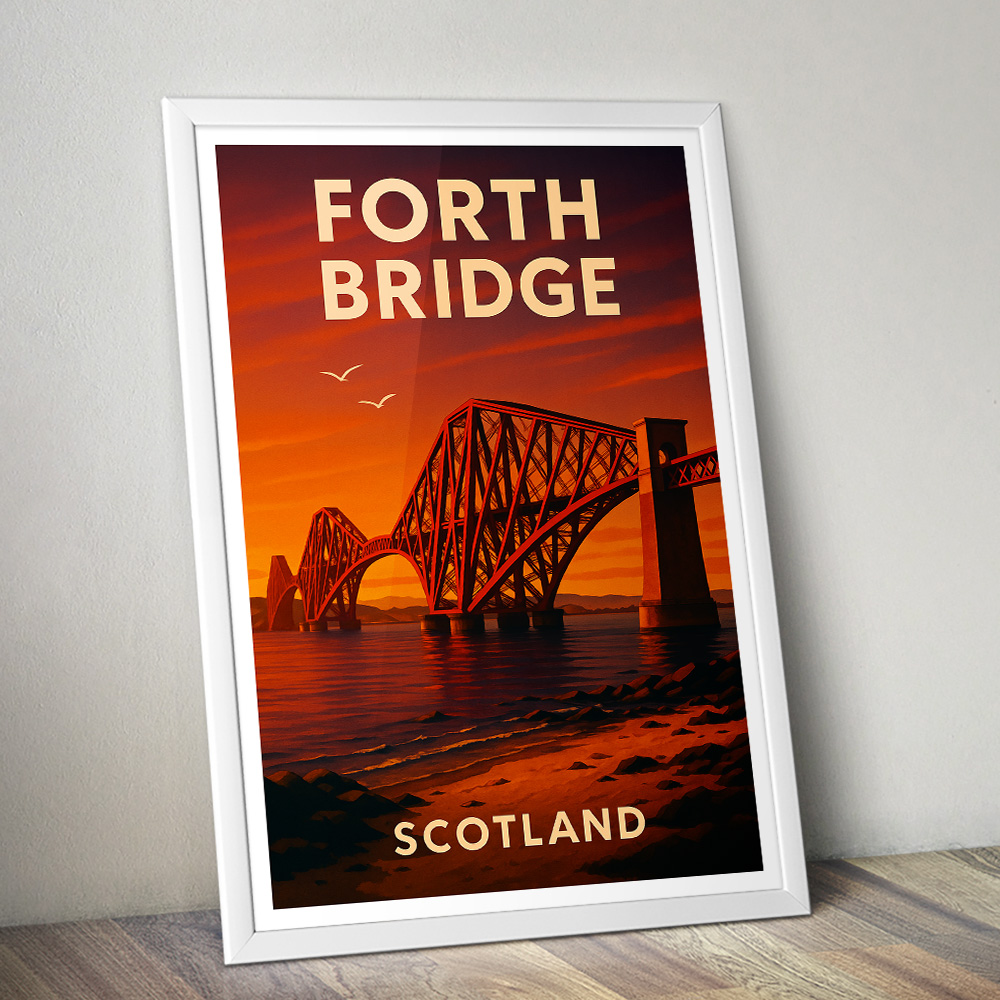 FORTH BRIDGE AT SUNSET MINIMALIST TRAVEL POSTER