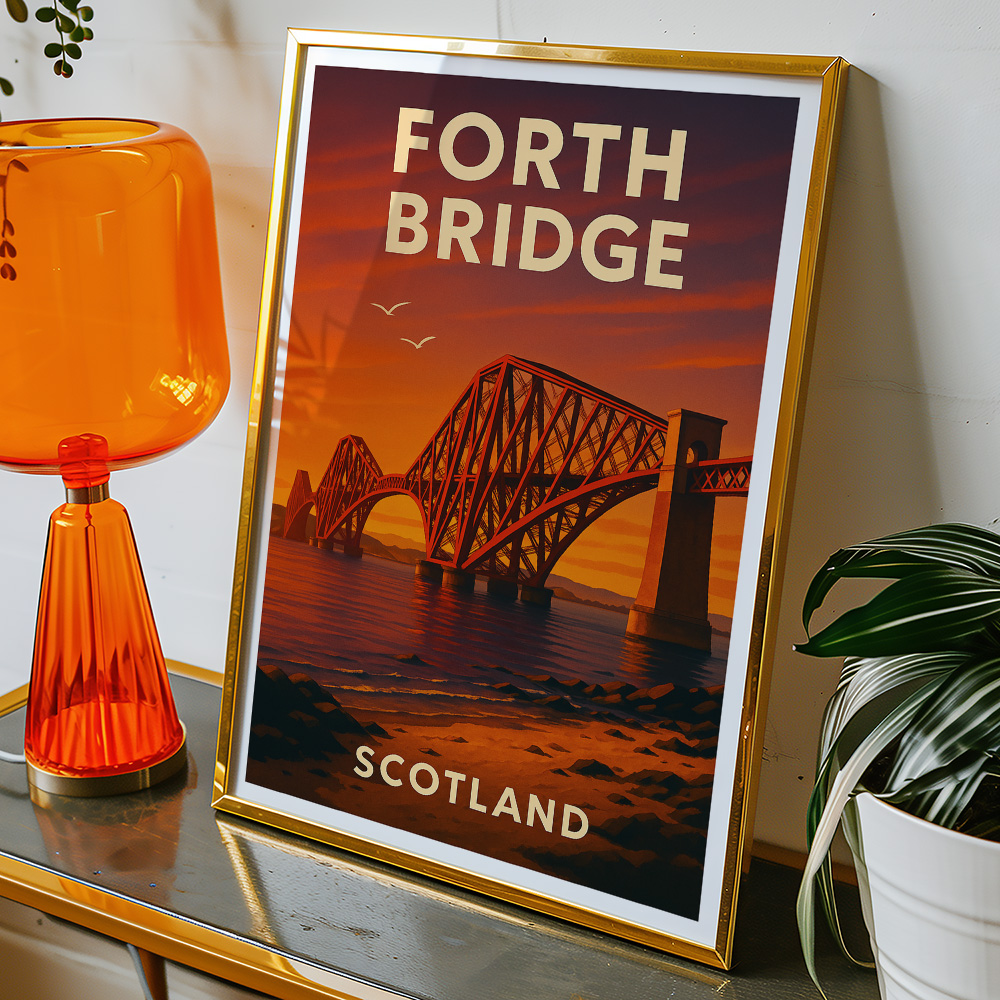 Alternative view of FORTH BRIDGE AT SUNSET MINIMALIST TRAVEL POSTER