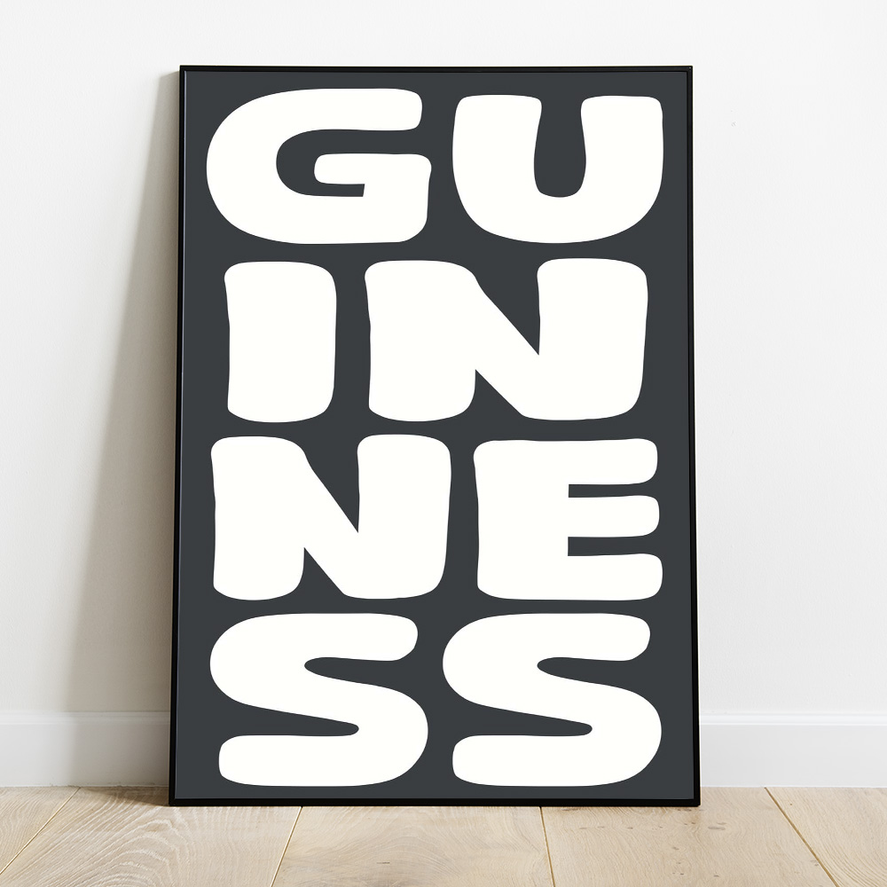 Alternative view of GUINNESS BLACK WHITE TYPOGRAPHY POSTER