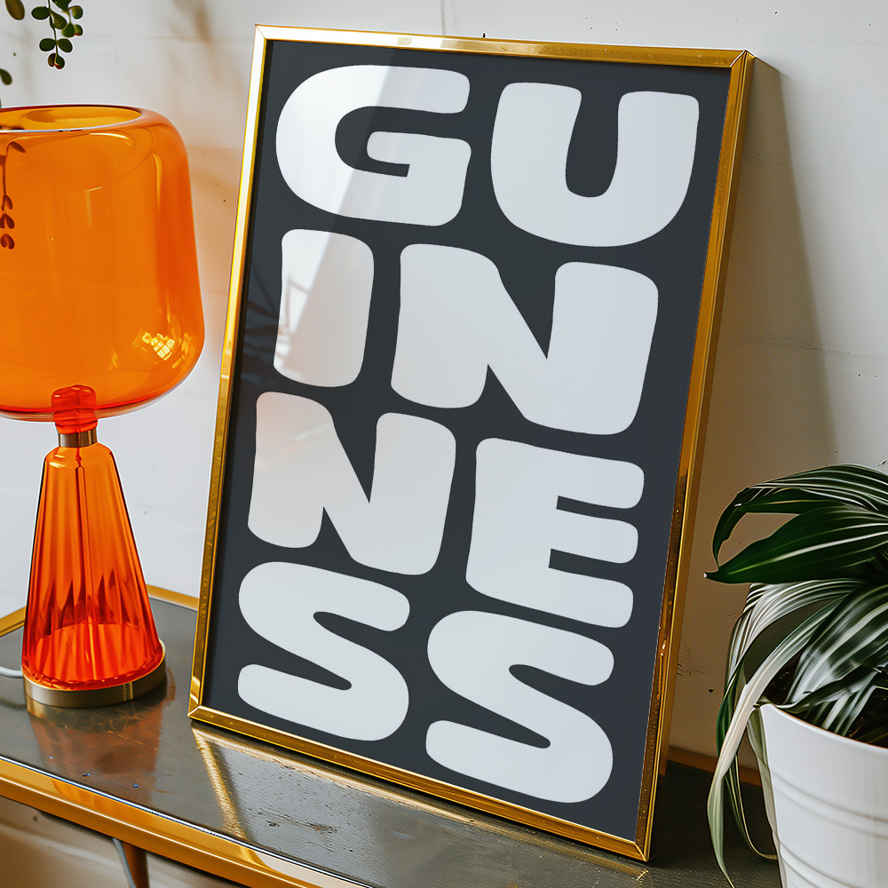 GUINNESS BLACK WHITE TYPOGRAPHY POSTER