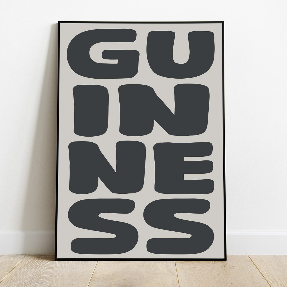 Alternative view of GUINNESS GREY BLACK TYPOGRAPHY POSTER