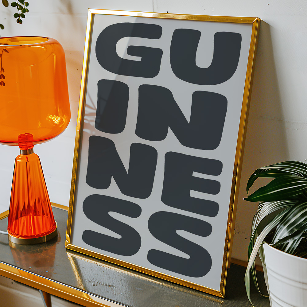 GUINNESS GREY BLACK TYPOGRAPHY POSTER
