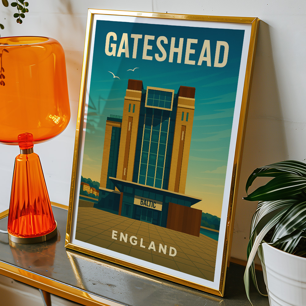 Alternative view of GALTESHEAD BALTIC MINIMALIST TRAVEL POSTER NORTH EAST