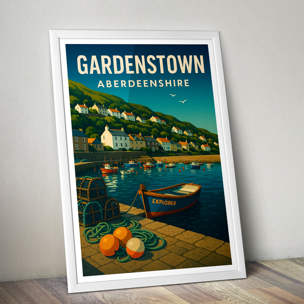 GARDENSTOWN FISHING VILLAGE MINIMALIST TRAVEL POSTER