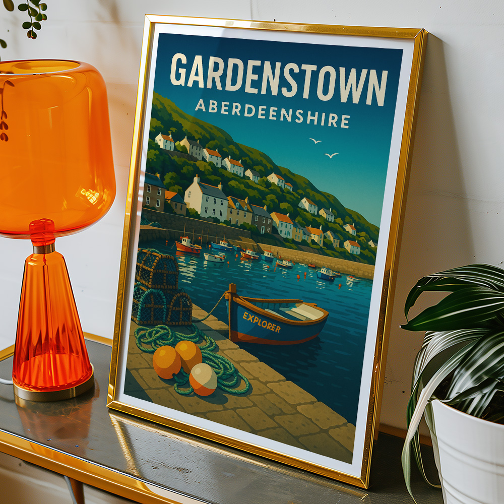 Alternative view of GARDENSTOWN FISHING VILLAGE MINIMALIST TRAVEL POSTER
