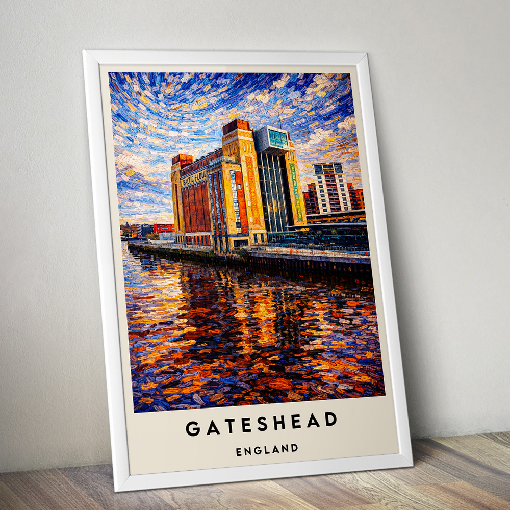 GATESHEAD BALTIC VAN GOGH STYLE TRAVEL POSTER NORTH EAST