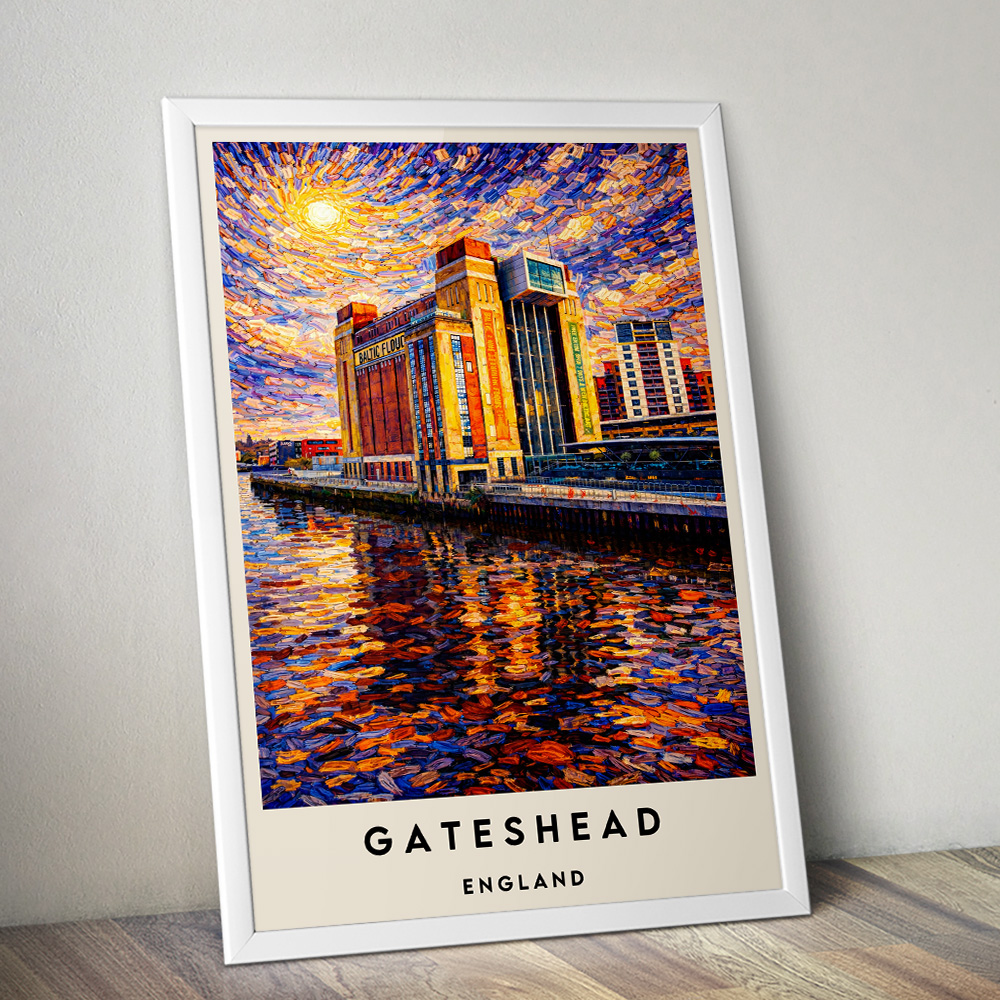 GATESHEAD BALTIC GOLDEN HOUR VAN GOGH STYLE TRAVEL POSTER NORTH EAST