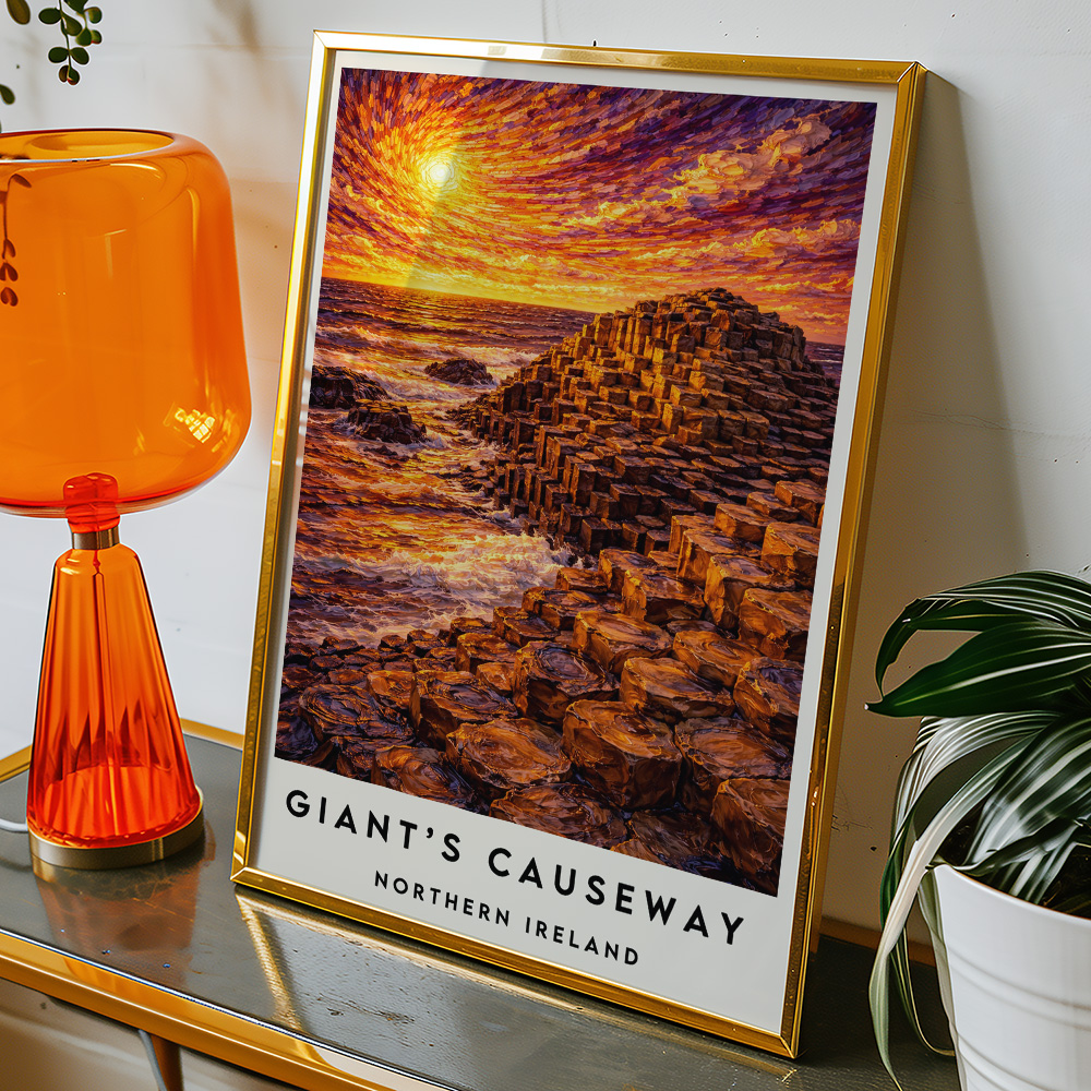 Alternative view of GIANT'S CAUSEWAY AT SUNSET VAN GOGH STYLE TRAVEL POSTER IRELAND