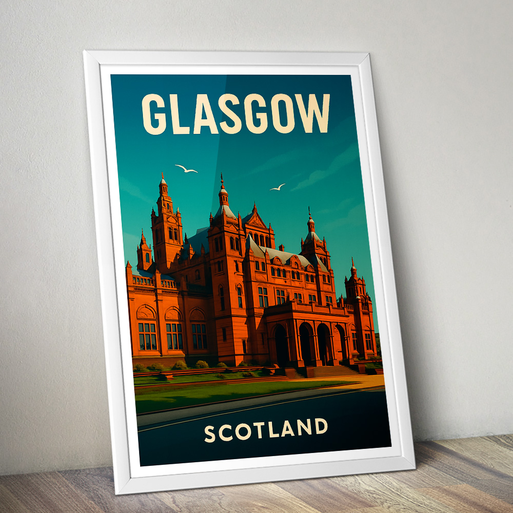 GLASGOW KELVINGROVE ART GALLERY MINIMALIST TRAVEL POSTER