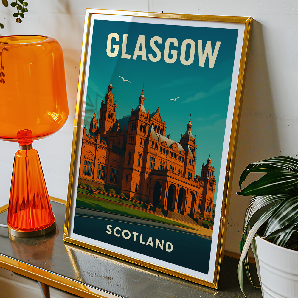 Alternative view of GLASGOW KELVINGROVE ART GALLERY MINIMALIST TRAVEL POSTER
