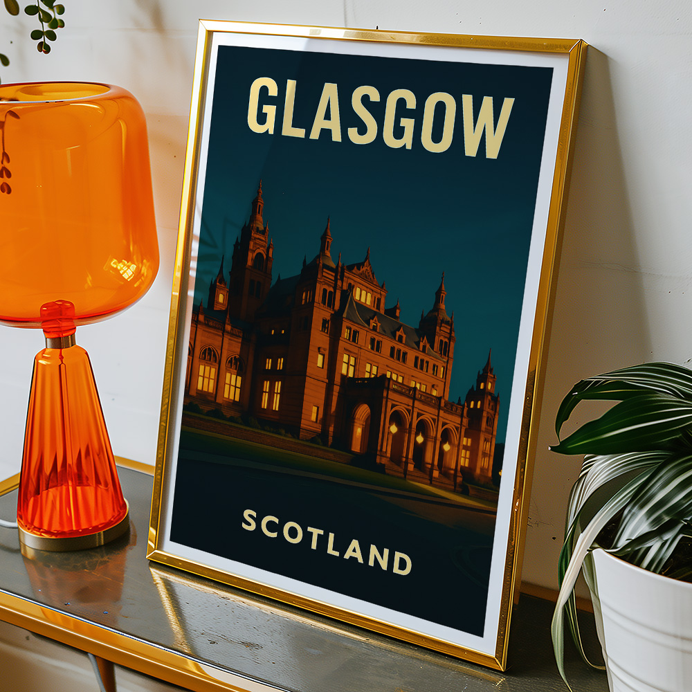 Alternative view of GLASGOW KELVINGROVE AT NIGHT MINIMALIST TRAVEL POSTER