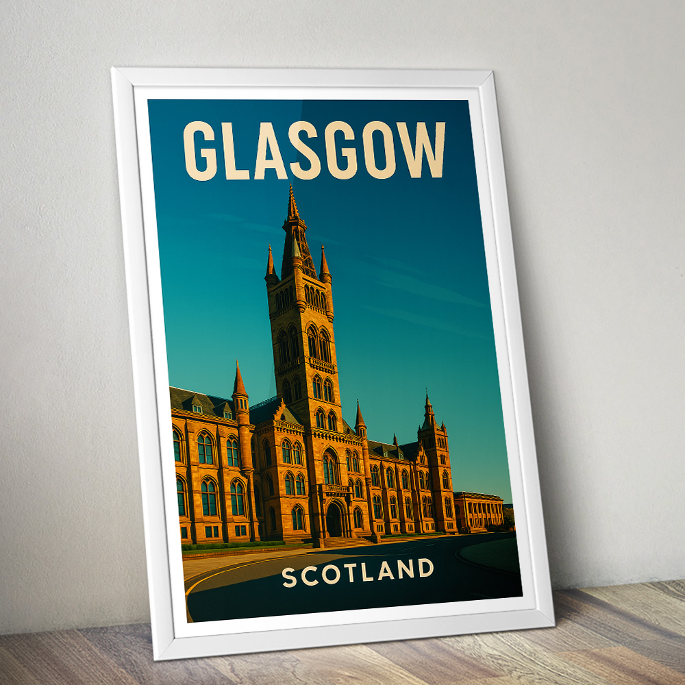 GLASGOW UNIVERSITY MINIMALIST TRAVEL POSTER